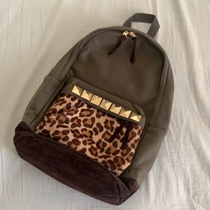 Dark green with leopard print backpack